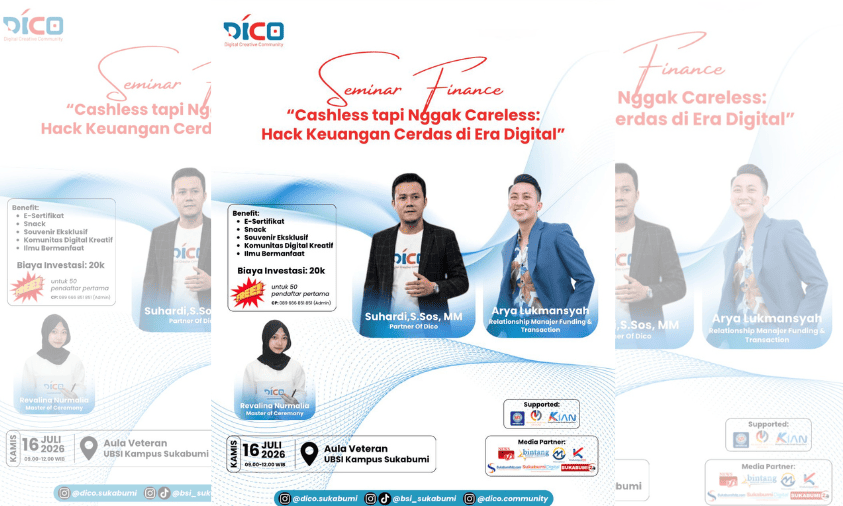 DICO Sukabumi Akan Gelar Seminar Finance, Bahas Cara Cerdas Kelola Keuangan di Era Digital